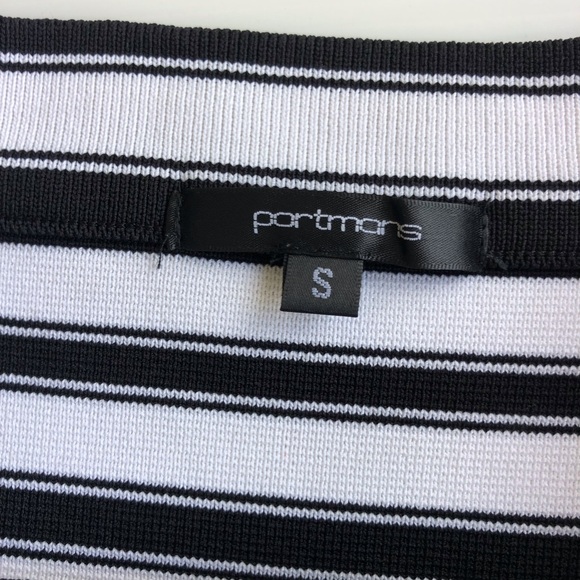 Portmans Womens Skirt Size S Knitted Midi Stretchy Ponte Pencil White Black EUC - Picture 6 of 6